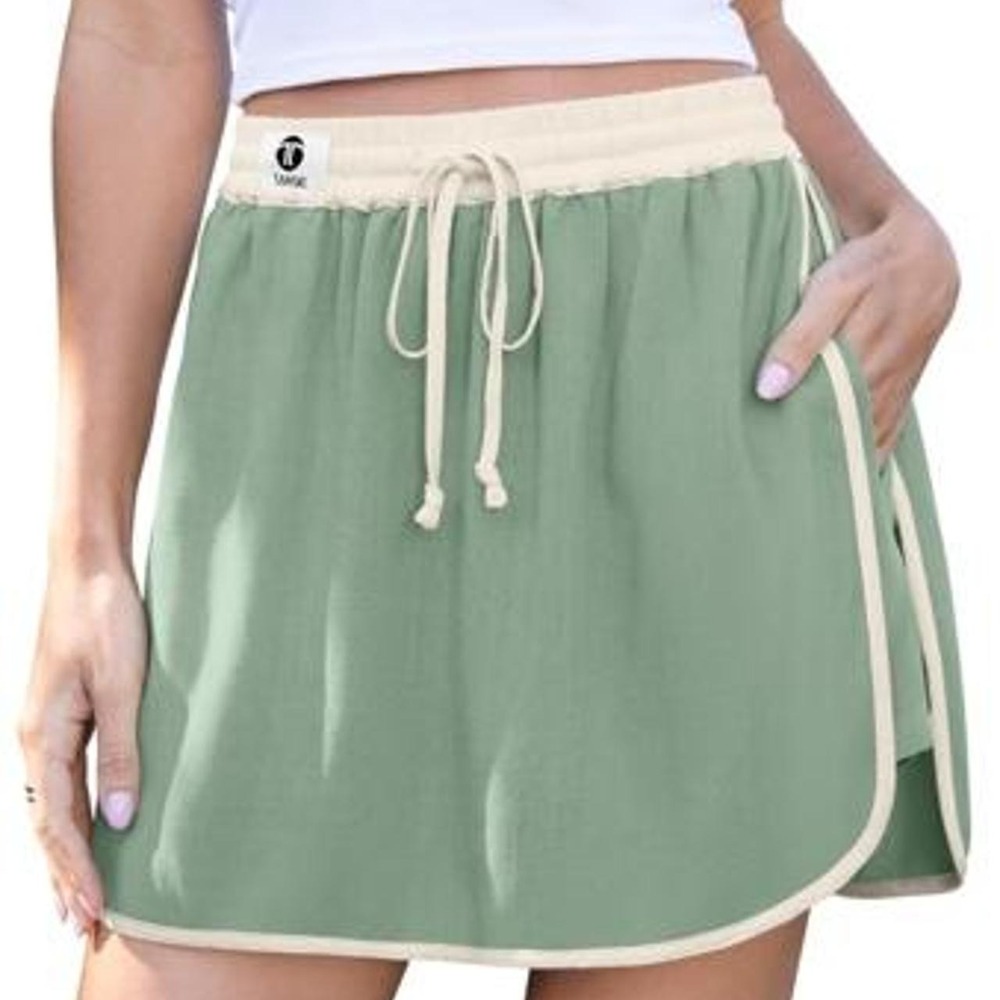 Tarse Womens Linen Athletic Skort Shorts